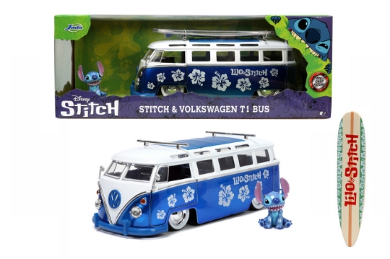 Imagine Jada Autobuz metalic și figurină Stitch scara 1:24
