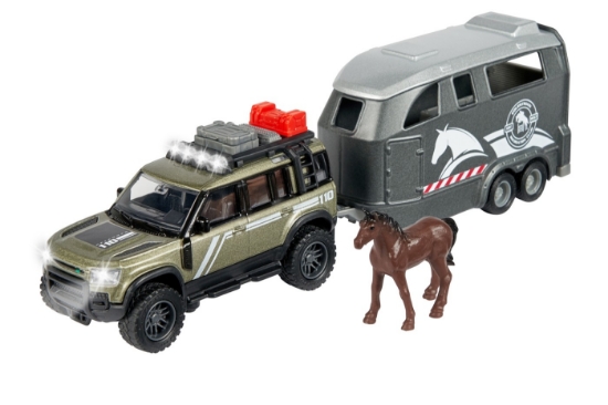 Imagine Majorette Land Rover cu remorcă pentru cai
