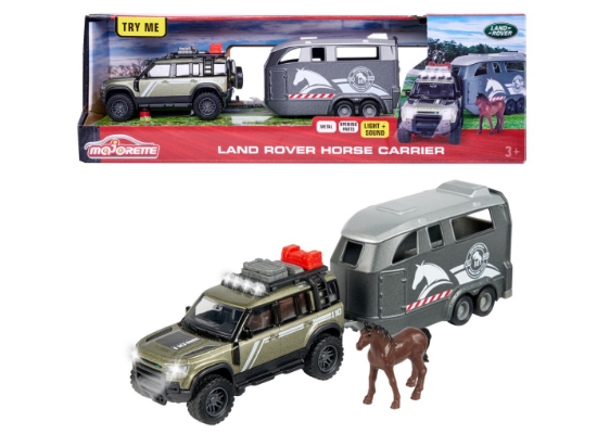 Imagine Majorette Land Rover cu remorcă pentru cai