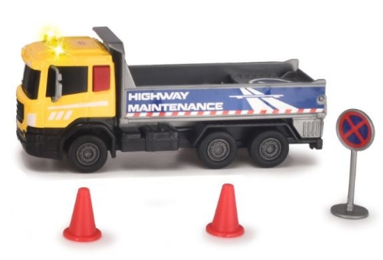 Imagine DICKIE ECHIPA DE UTILAJE CAMION CU SEMNE DE CIRCULATIE 17CM