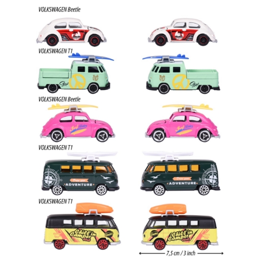 Imagine Majorette set 5 mașinuțe din metal Volkswagen 7.5 cm