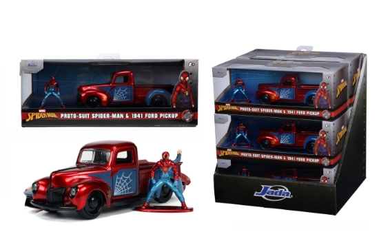Imagine JADA MARVEL SET MASINUTA METALICA FORD PICK UP SCARA 1:32 SI FIGURINA METALICA SPIDER MAN