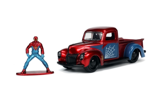 Imagine Jada Marvel set mașinuță metalică Ford Pick Up scară 1:32 și figurină metalică Spider-Man