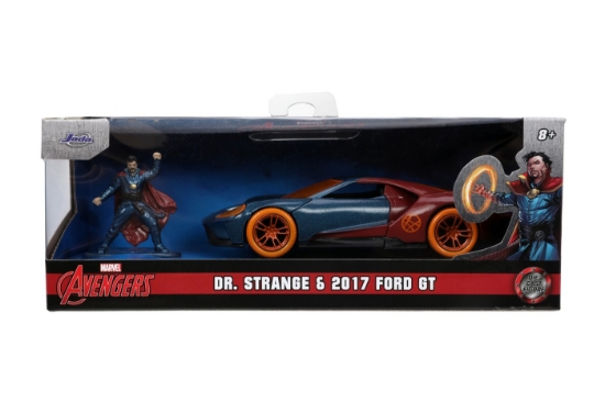 Imagine JADA MARVEL MASINUTA METALICA FORD GT SCARA 1:32 SI FIGURINA METALICA DOCTOR STRANGE