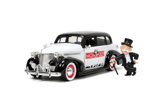 Imagine Jada set mașinuță metalică Chevrolet Master Deluxe 1939 scară 1:24 și figurină Mr. Monopoly