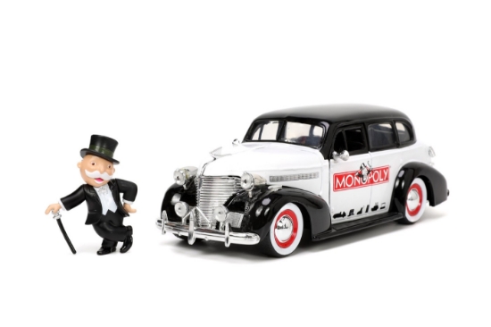 Imagine Jada set mașinuță metalică Chevrolet Master Deluxe 1939 scară 1:24 și figurină Mr. Monopoly