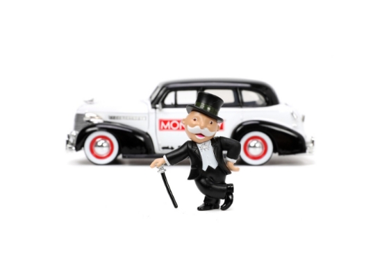 Imagine Jada set mașinuță metalică Chevrolet Master Deluxe 1939 scară 1:24 și figurină Mr. Monopoly