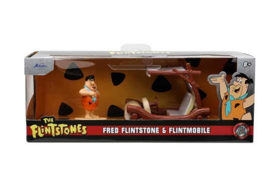 Imagine Jada set mașinuță metalică Flintmobilul scară 1:32 și figurină Fred Flintstone
