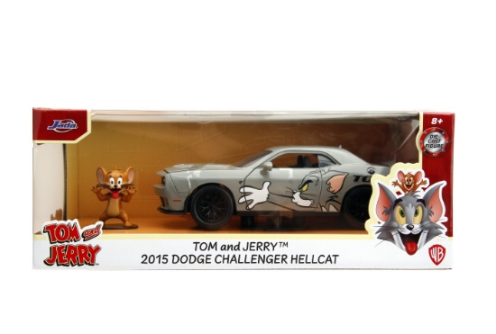 Imagine JADA MASINA METALICA DODGE CHALLENGER HELLCAT SCARA 1 LA 24 SI FIGURINA JERRY
