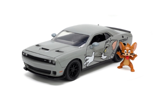 Imagine Jada mașină metalică Dodge Challenger Hellcat scară 1 la 24 și figurină Jerry