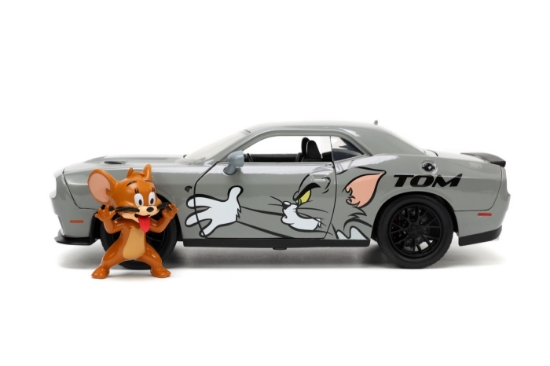 Imagine Jada mașină metalică Dodge Challenger Hellcat scară 1 la 24 și figurină Jerry