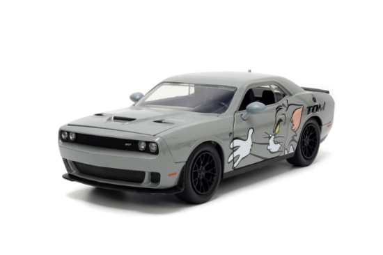 Imagine Jada mașină metalică Dodge Challenger Hellcat scară 1 la 24 și figurină Jerry