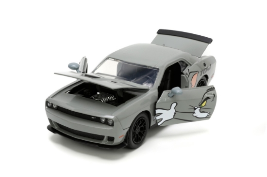 Imagine Jada mașină metalică Dodge Challenger Hellcat scară 1 la 24 și figurină Jerry