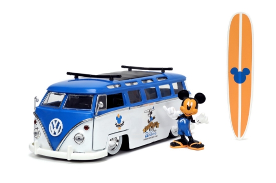 Imagine Jada mașină din metal Volkswagen T1 Bus scară 1 la 24 și figurină Mickey Mouse