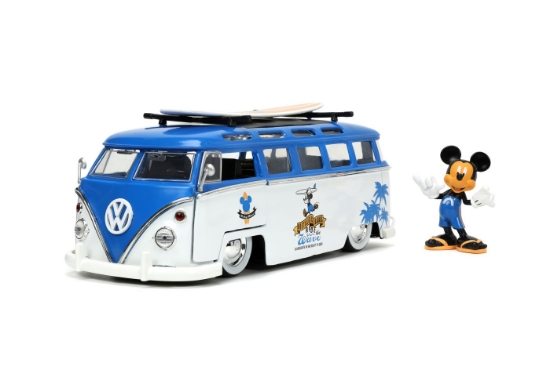 Imagine Jada mașină din metal Volkswagen T1 Bus scară 1 la 24 și figurină Mickey Mouse