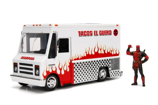 Imagine Jada Marvel set camionul de mâncare scară 1:24 și figurină metalică Deadpool