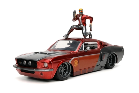 Imagine Jada Marvel Ford Mustang 1967 scară 1:24 – cu Star-Lord la volan!