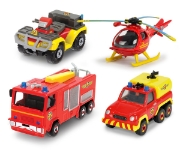 Imagine Pompierul Sam set 4 vehicule din metal cu elicopter scara 1:64