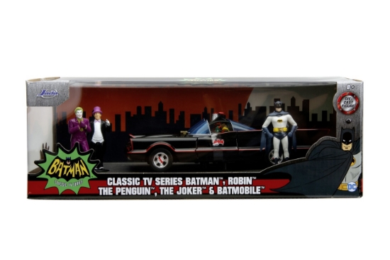 Imagine JADA BATMAN SET MASINUTA METALICA BATMOBILE  1:24 SI 4 FIGURINE