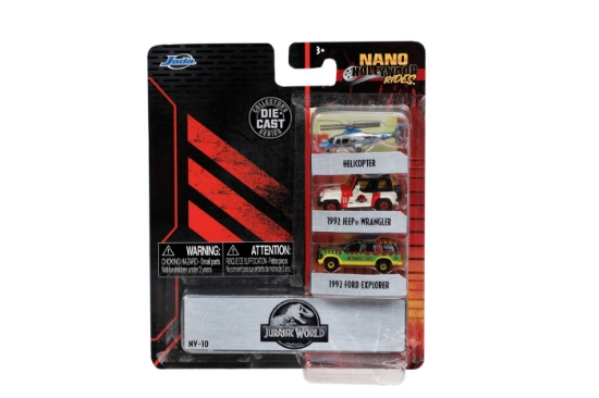 Imagine Jada set 3 mașinuțe metalice Jurassic 4 cm