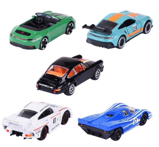 Imagine Majorette set 5 mașinuțe metalice Porsche 7.5 cm