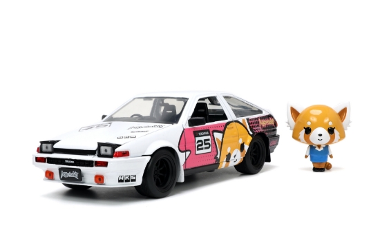 Imagine Jada Aggretsuko set mașinuță metalică și figurină Aggretsuko și Toyota Trueno scara 1:24