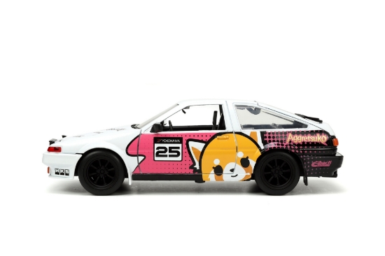 Imagine Jada Aggretsuko set mașinuță metalică și figurină Aggretsuko și Toyota Trueno scara 1:24