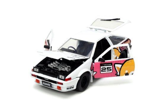 Imagine Jada Aggretsuko set mașinuță metalică și figurină Aggretsuko și Toyota Trueno scara 1:24