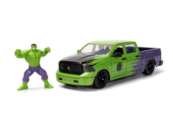 Imagine Jada Marvel set figurină Hulk și mașinuță metalică RAM 1500 2014 scară 1:24