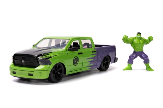 Imagine Jada Marvel set figurină Hulk și mașinuță metalică RAM 1500 2014 scară 1:24