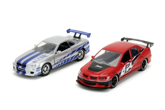 Imagine Jada Fast and Furious Set 2 mașini metalice Mitsubishi Lancer Evolution IX 1:32