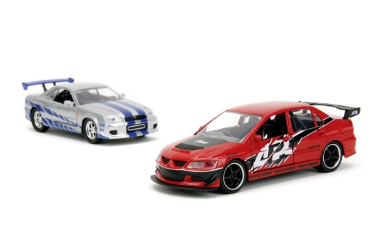 Imagine Jada Fast and Furious Set 2 mașini metalice Mitsubishi Lancer Evolution IX 1:32