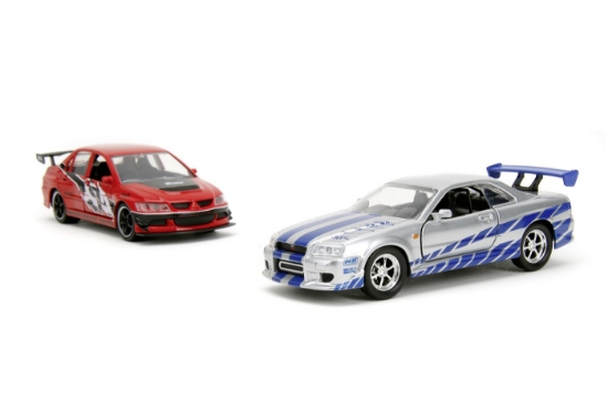 Imagine Jada Fast and Furious Set 2 mașini metalice Mitsubishi Lancer Evolution IX 1:32