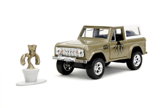 Imagine Jada Marvel set mașinuță metalică Ford Bronco și figurină Groot