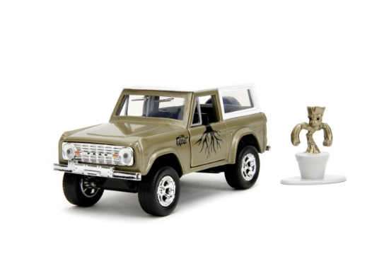 Imagine Jada Marvel set mașinuță metalică Ford Bronco și figurină Groot