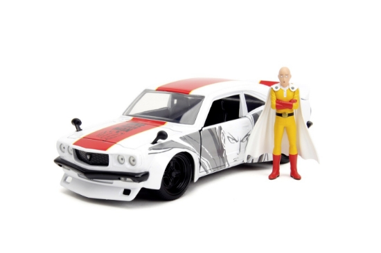 Imagine Jada One Punch Man set mașinuță metalică Mazda RX-3 și figurină Saitama