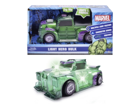 Imagine JADA MARVEL MASINUTA LIGHT HERO HULK CU SUNETE SI LUMINI SCARA 1:32