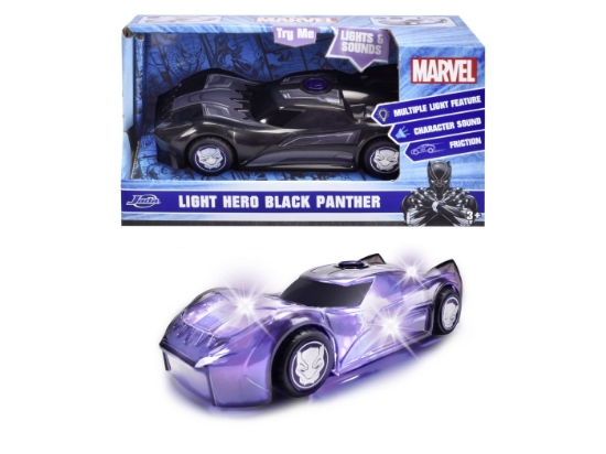 Imagine JADA MARVEL MASINUTA LIGHT BLACK PANTHER CU SUNETE SI LUMINI SCARA 1:32