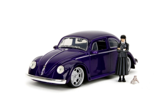 Imagine Jada Wednesday set mașinuță metalică Volkswagen Beetle 1:24 și figurină metalică Wednesday 7 cm