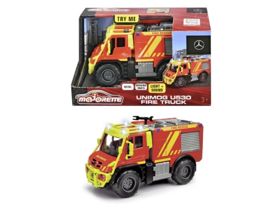 Imagine MAJORETTE MASINA DE POMPIERI MERCEDES UNIMOG U530 CU SUNETE SI LUMINI