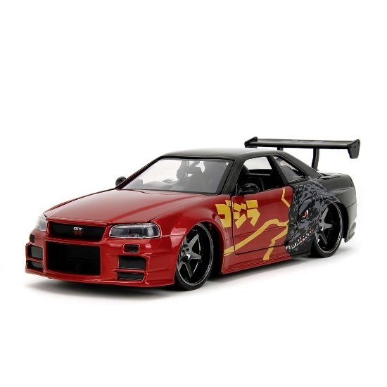 Imagine Jada Godzilla mașinuță metalică Nissan Skyline GTR scară 1 la 24