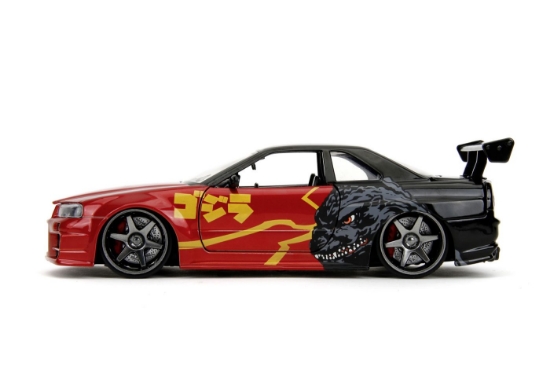 Imagine Jada Godzilla mașinuță metalică Nissan Skyline GTR scară 1 la 24