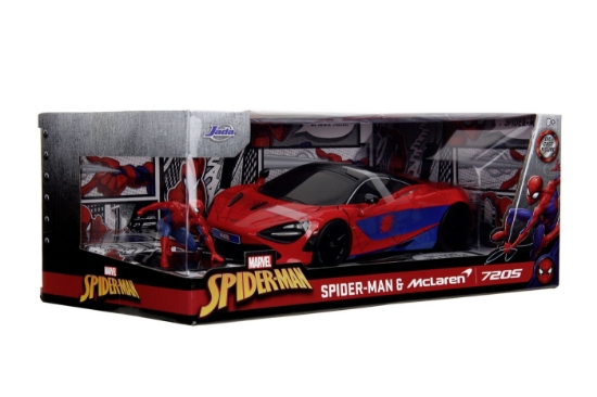Imagine JADA MARVEL SET FIGURINA SPIDER MAN SI MASINUTA METALICA MCLAREN 720S SCARA 1 LA 24