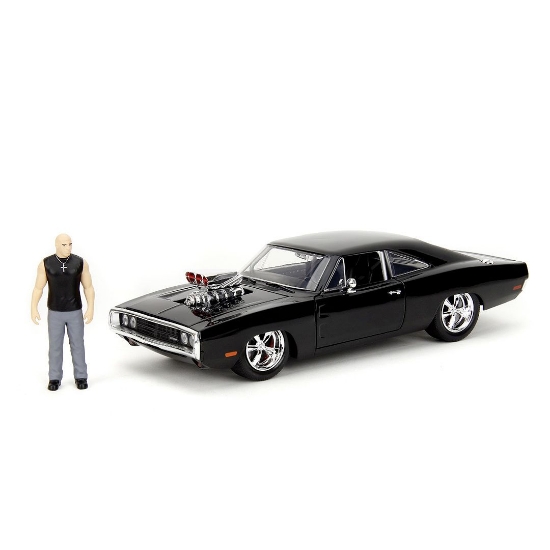 Imagine Jada Fast and Furious Set figurină Dom și mașinuță metalică Dodge Charger 1970 scară 1 la 24