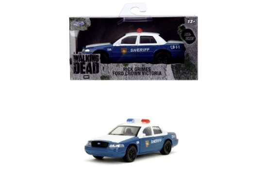 Imagine Jada The Walking Dead Rick Grimes mașinuță metalică Ford Crown Victoria scară 1:32