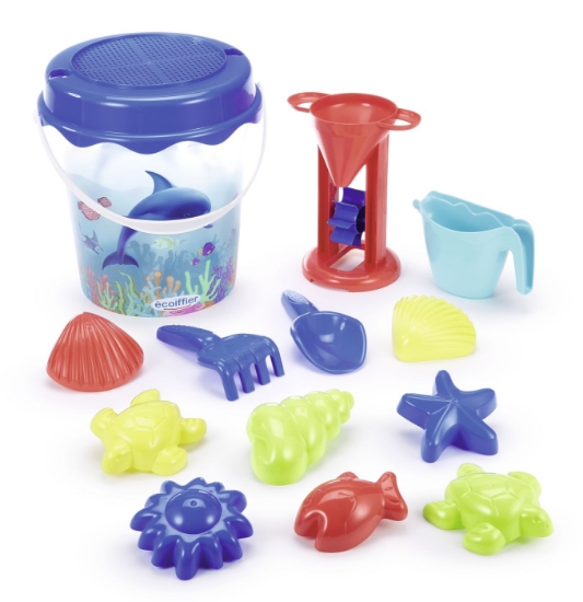 Imagine Ecoiffier găletușă cu 12 accesorii pentru nisip, 21 cm