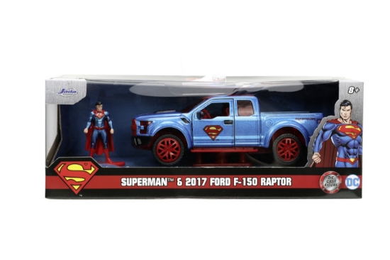 Imagine JADA DC SET FIGURINA METALICA SUPERMAN SI MASINUTA 2017 FORD F 150 RAPTOR SCARA 1:32