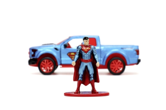 Imagine Jada DC set figurină metalică Superman și mașinuță 2017 Ford F-150 Raptor scara 1:32