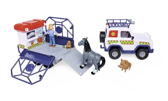 Imagine Pompierul Sam vehicul salvare animale cu figurine și remorcă