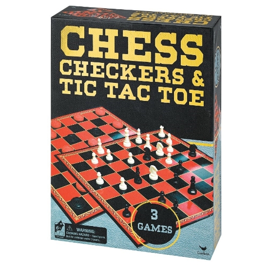 Imagine SET 3 JOCURI IN CUTIE SAH DAME SI TIC TAC TOE